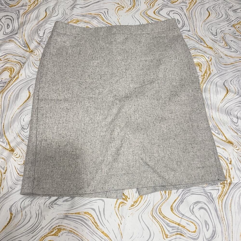 J. Crew Mercantile Grey Wool Blend Mini Skirt SZ 12 Preppy Quiet Luxury.